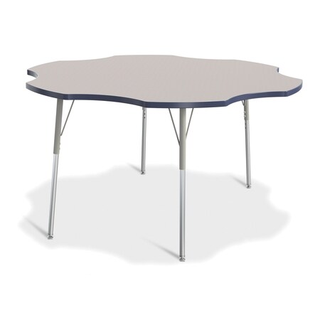 Jonti-Craft Berries Six Leaf Activity Table, 60 in., A-height, Freckled Gray/Navy/Gray 6458JCA112